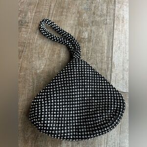 Elegant Black and Silver Polka Dot Wristlet